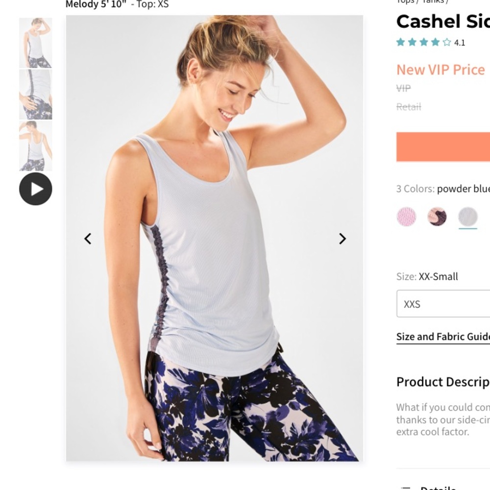 NWT Fabletics cashel side cinch tank